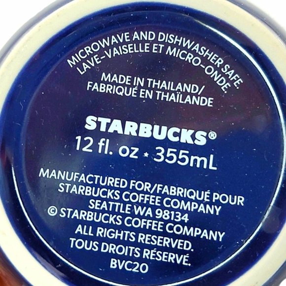 Starbucks Christmas Navy Blue Poinsettias Coffee Tea Mug Ceramic Siren Logo 2020 - Picture 7 of 7